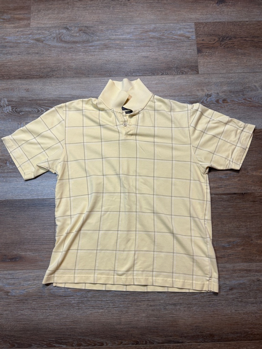 Arrow Men's Pale Yellow Windowpane Polo